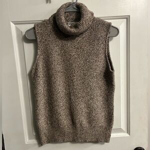 Beautiful Cotton/Cashmere Carlisle Sleeveless Cowl Neck Sweater - Brown